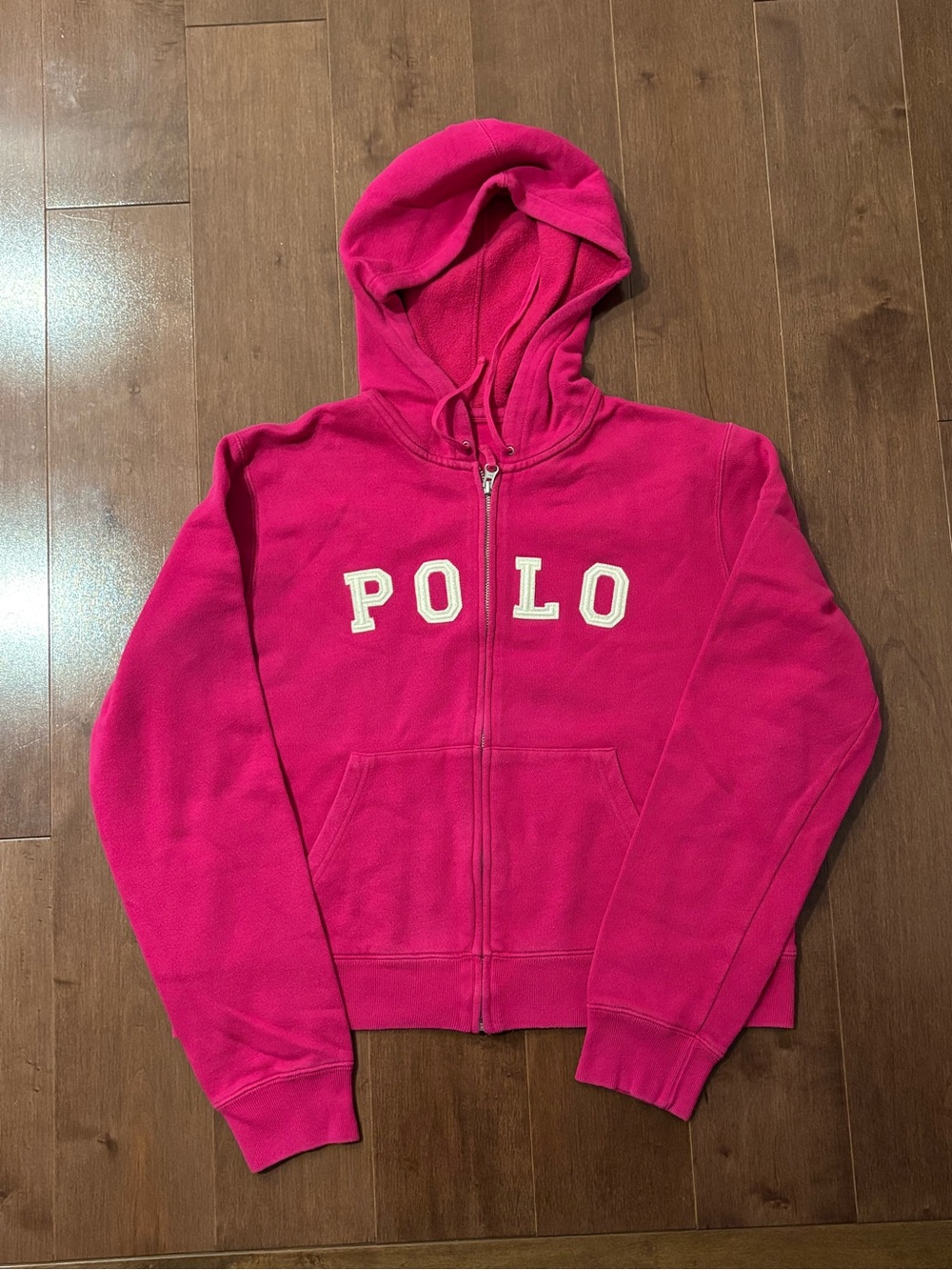 Vintage Hoodie Polo by Ralph Lauren Hot Pink Zip-Up